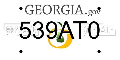 539AT0 Georgia License Plate