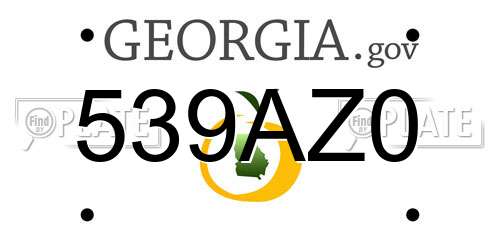 539AZ0 Georgia License Plate