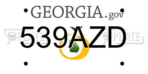 539AZD Georgia License Plate