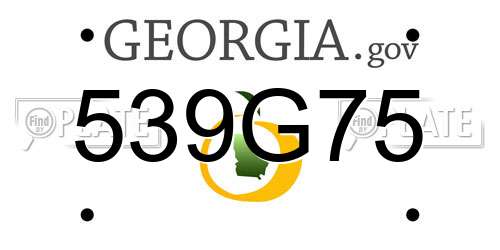 539G75 Georgia License Plate
