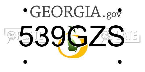 539GZS Georgia License Plate