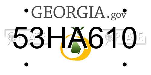 53HA610 Georgia License Plate