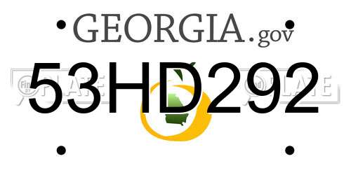 53HD292 Georgia License Plate