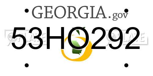 53HO292 Georgia License Plate