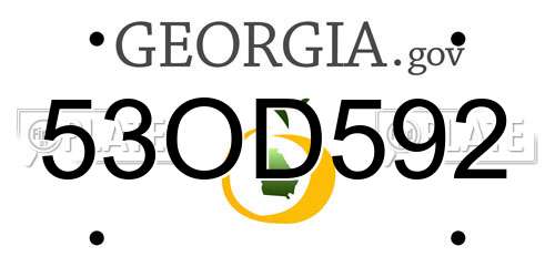 53OD592 Georgia License Plate