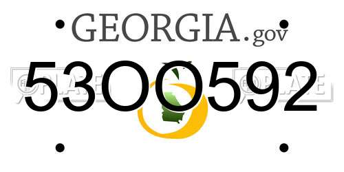 53OO592 Georgia License Plate