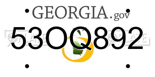 53OQ892 Georgia License Plate