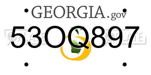 53OQ897 Georgia License Plate
