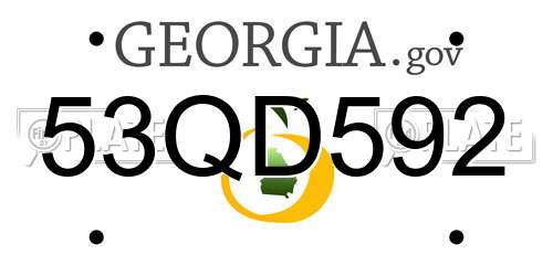 53QD592 Georgia License Plate