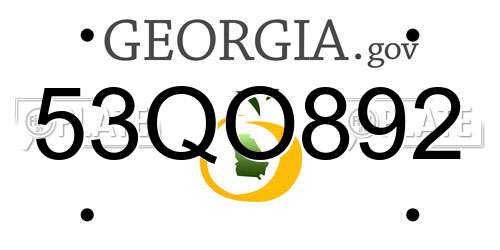 53QO892 Georgia License Plate