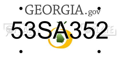 53SA352 Georgia License Plate