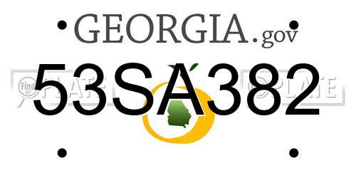 53SA382 Georgia License Plate