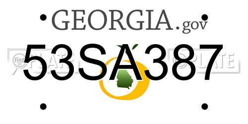53SA387 Georgia License Plate