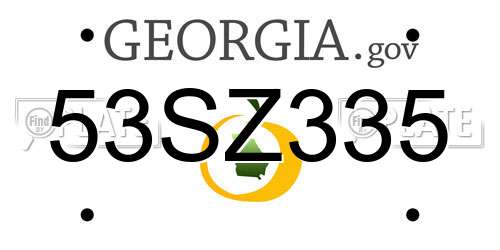 53SZ335 Georgia License Plate