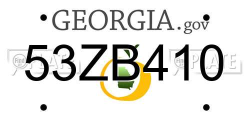 53ZB410 Georgia License Plate