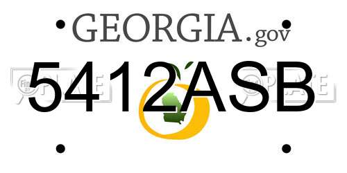 5412ASB Georgia License Plate