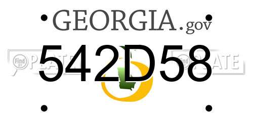542D58 Georgia License Plate