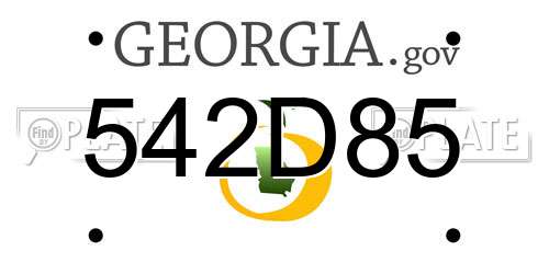 542D85 Georgia License Plate