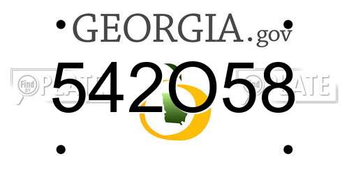542O58 Georgia License Plate