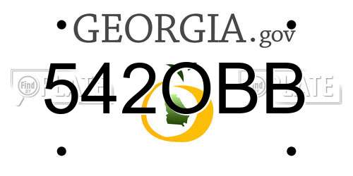 542OBB Georgia License Plate