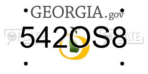 542OS8 Georgia License Plate