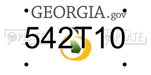 542T10 Georgia License Plate