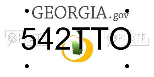 542TTO Georgia License Plate