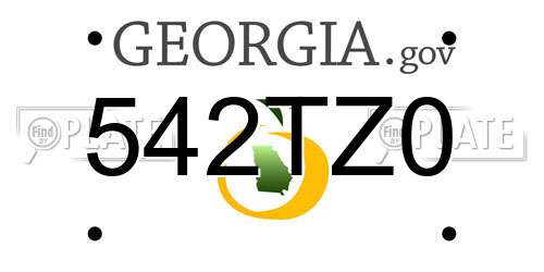 542TZ0 Georgia License Plate