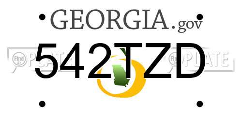 542TZD Georgia License Plate