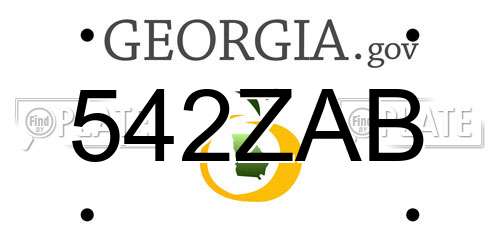 542ZAB Georgia License Plate