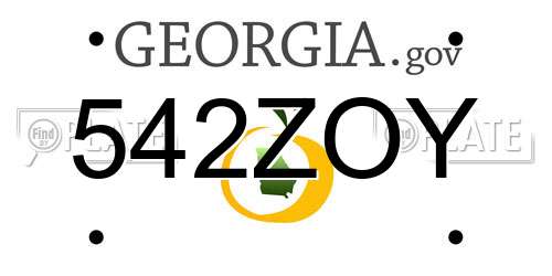 542ZOY Georgia License Plate