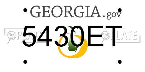 5430ET Georgia License Plate