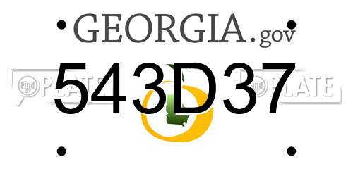 543D37 Georgia License Plate