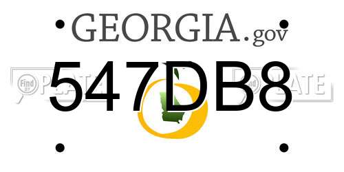 547DB8 Georgia License Plate