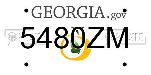 5480ZM Georgia License Plate