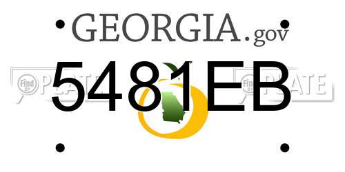 5481EB Georgia License Plate