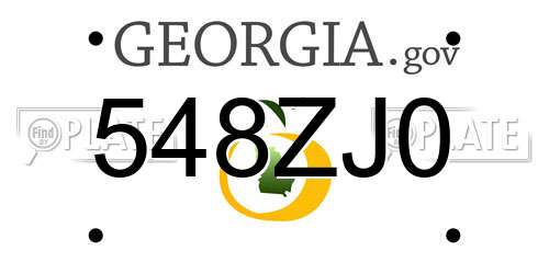 548ZJ0 Georgia License Plate