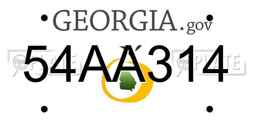 54AA314 Georgia License Plate