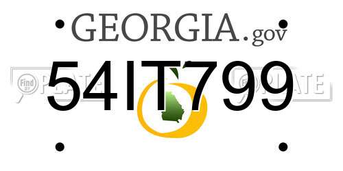 54IT799 Georgia License Plate
