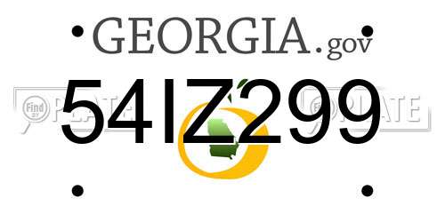 54IZ299 Georgia License Plate