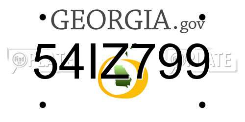 54IZ799 Georgia License Plate