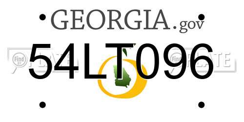 54LT096 Georgia License Plate