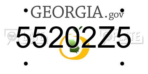 55202Z5 Georgia License Plate