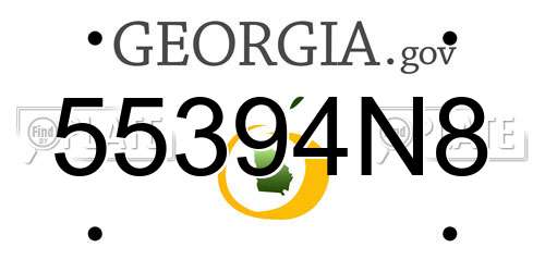55394N8 Georgia License Plate