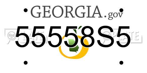 55558S5 Georgia License Plate