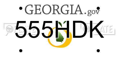 555HDK Georgia License Plate