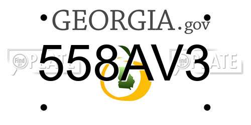 558AV3 Georgia License Plate