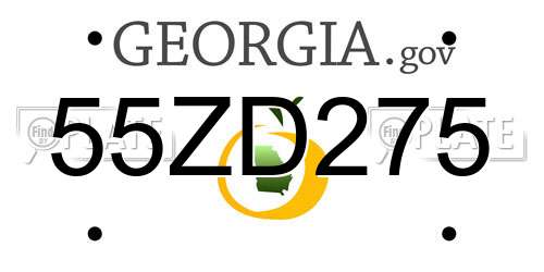 55ZD275 Georgia License Plate