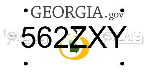 562ZXY Georgia License Plate