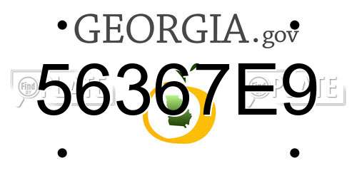 56367E9 Georgia License Plate